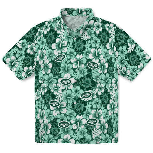 New York Jets Hawaiian Shirt - Hibiscus Blooms | Moonbestprint