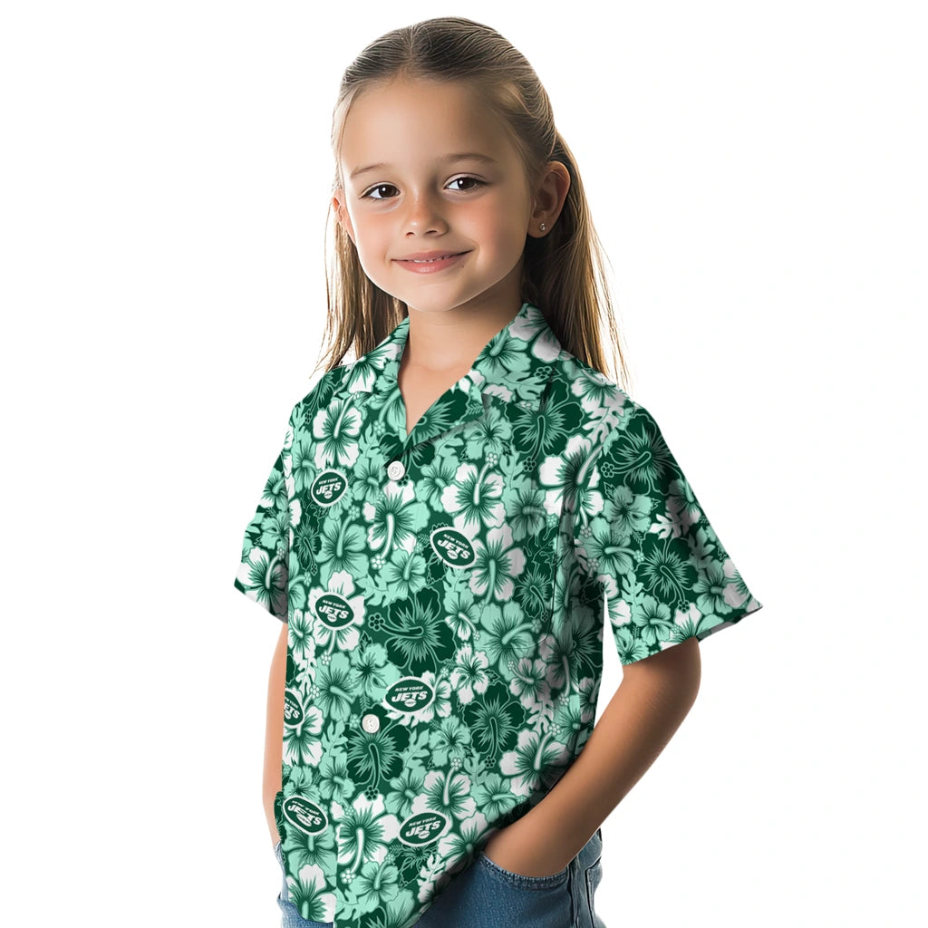 New York Jets Hawaiian Shirt - Hibiscus Blooms | Moonbestprint