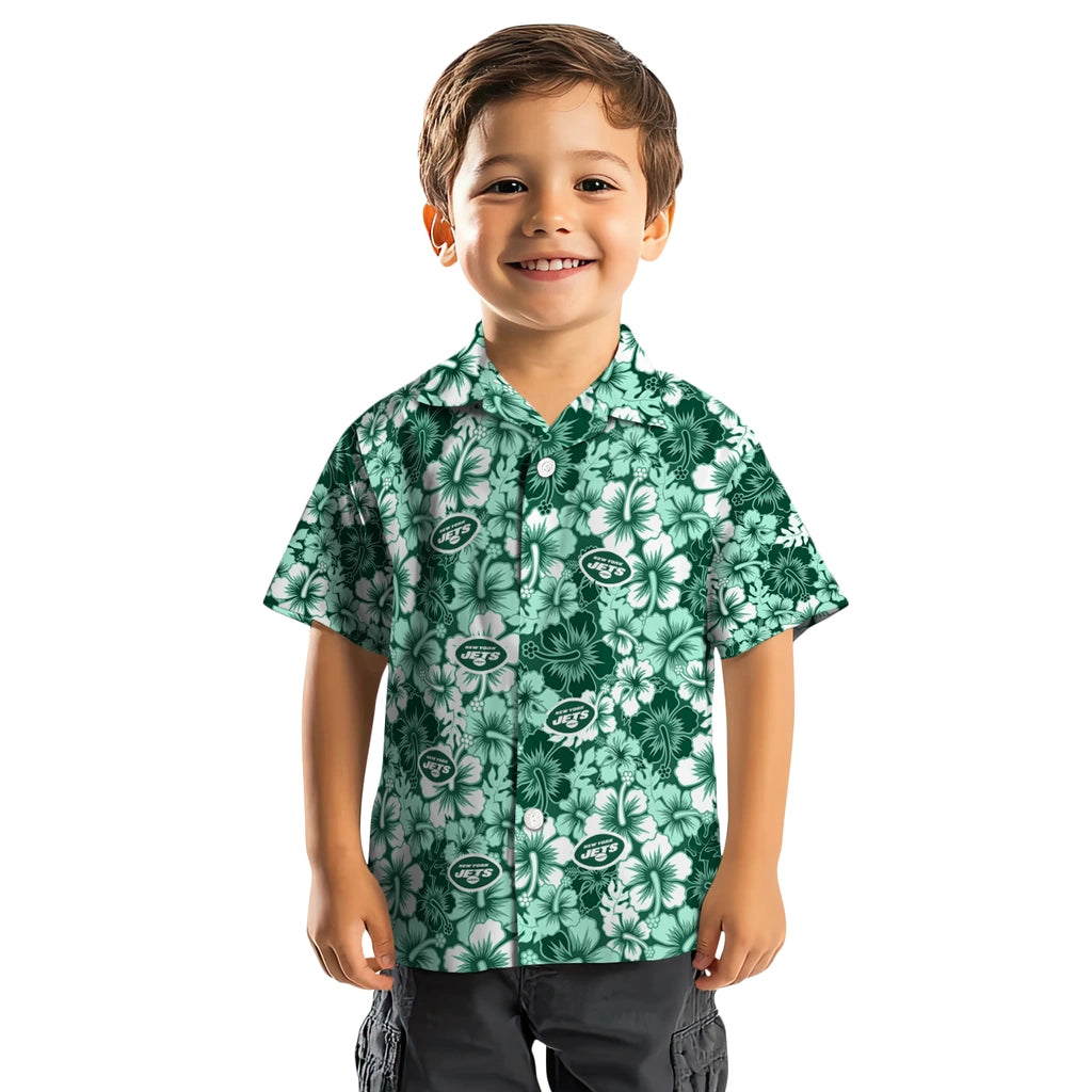 New York Jets Hawaiian Shirt - Hibiscus Blooms | Moonbestprint