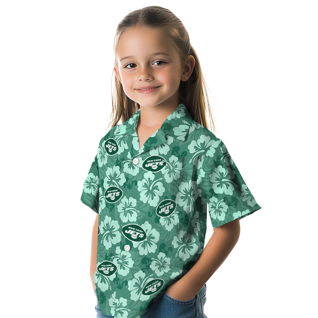 New York Jets Hawaiian Shirt - Hibiscus Cluster | Moonbestprint
