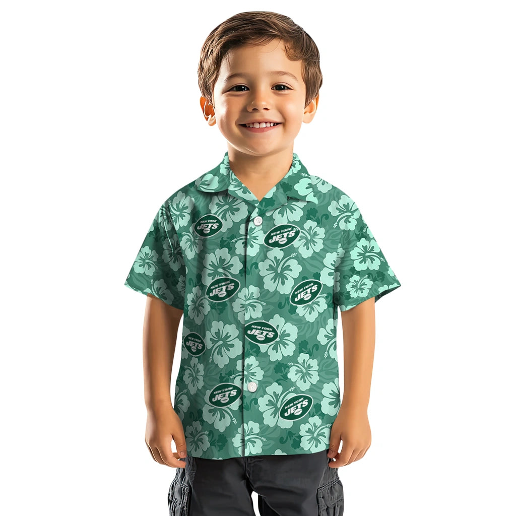New York Jets Hawaiian Shirt - Hibiscus Cluster | Moonbestprint