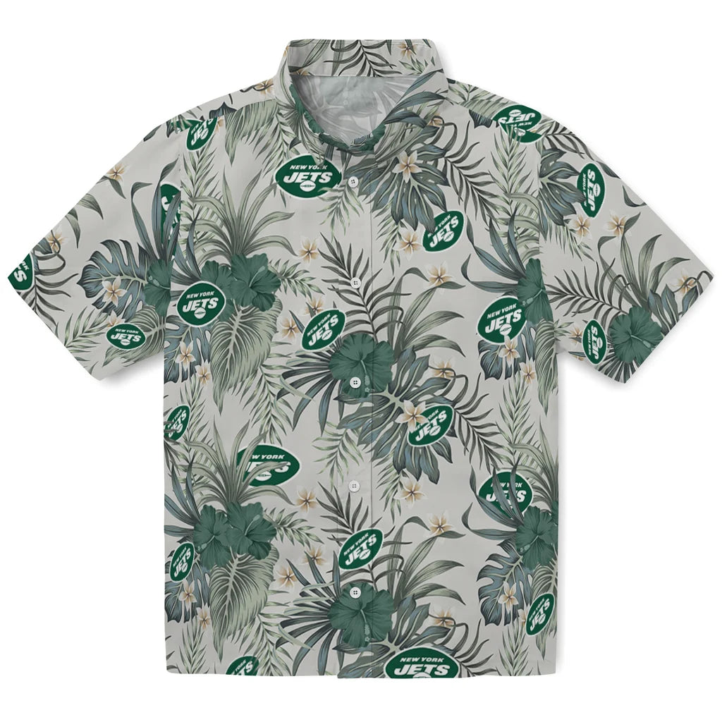 New York Jets Hawaiian Shirt - Hibiscus Designs | Moonbestprint