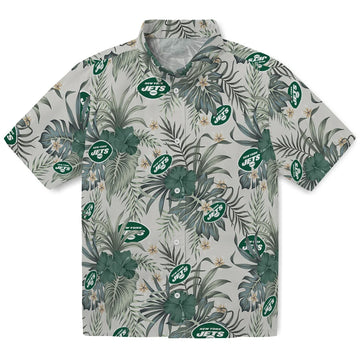 New York Jets Hawaiian Shirt - Hibiscus Designs | Moonbestprint
