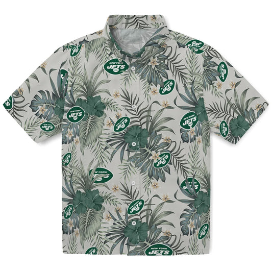 New York Jets Hawaiian Shirt - Hibiscus Designs | Moonbestprint