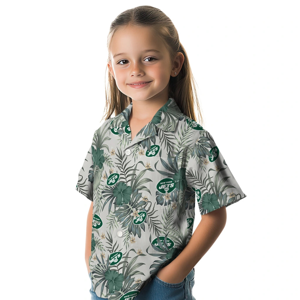 New York Jets Hawaiian Shirt - Hibiscus Designs | Moonbestprint