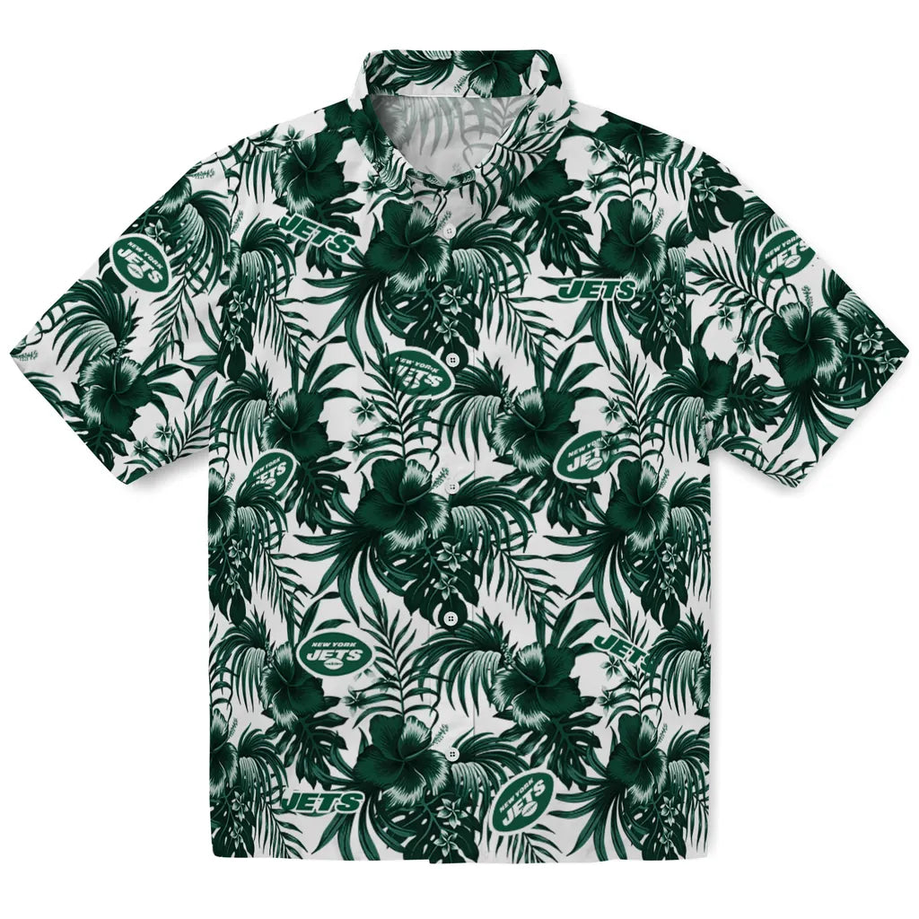 New York Jets Hawaiian Shirt - Hibiscus Exotic | Moonbestprint