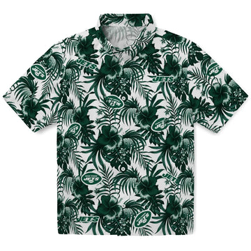 New York Jets Hawaiian Shirt - Hibiscus Exotic | Moonbestprint