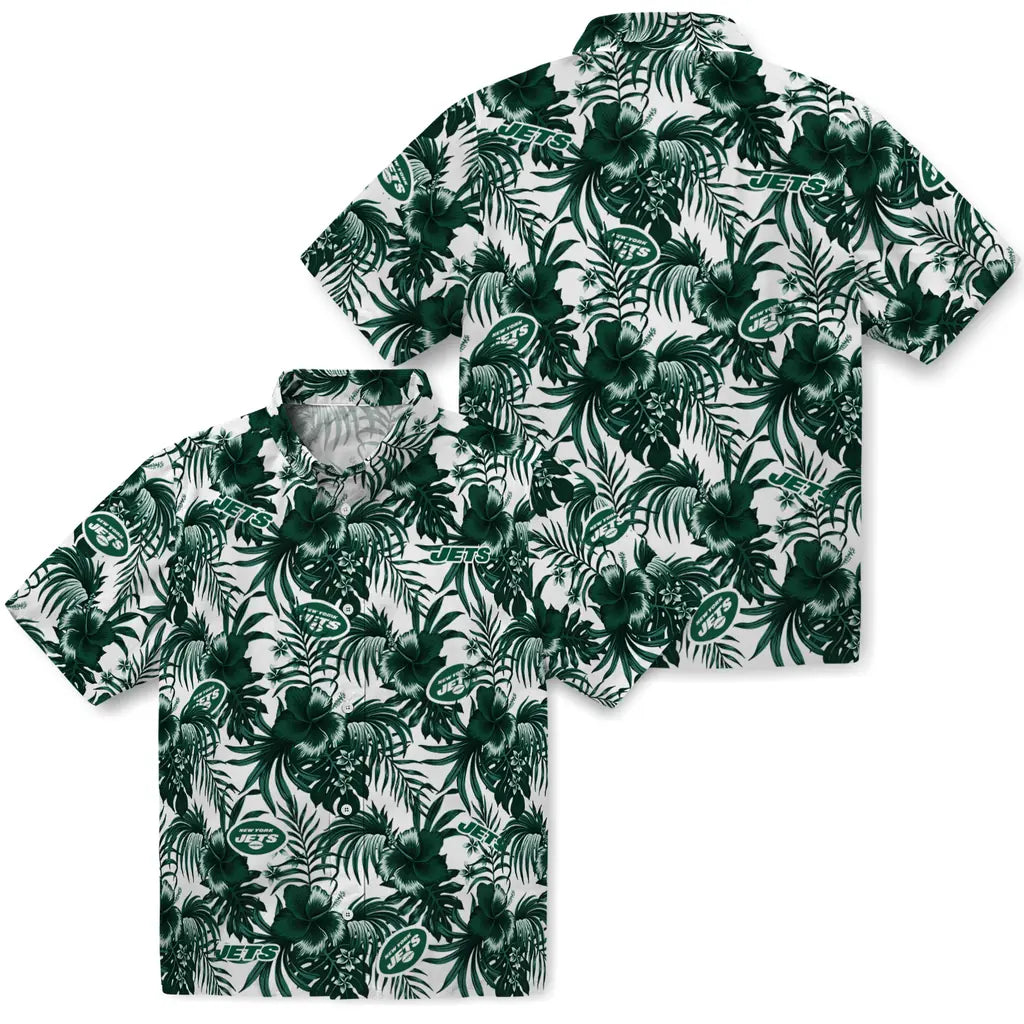 New York Jets Hawaiian Shirt - Hibiscus Exotic | Moonbestprint