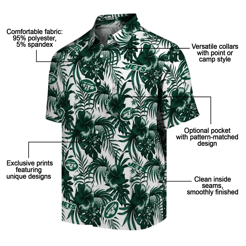 New York Jets Hawaiian Shirt - Hibiscus Exotic | Moonbestprint