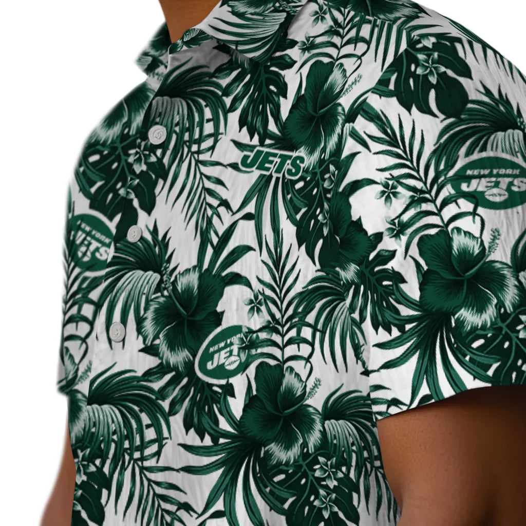 New York Jets Hawaiian Shirt - Hibiscus Exotic | Moonbestprint