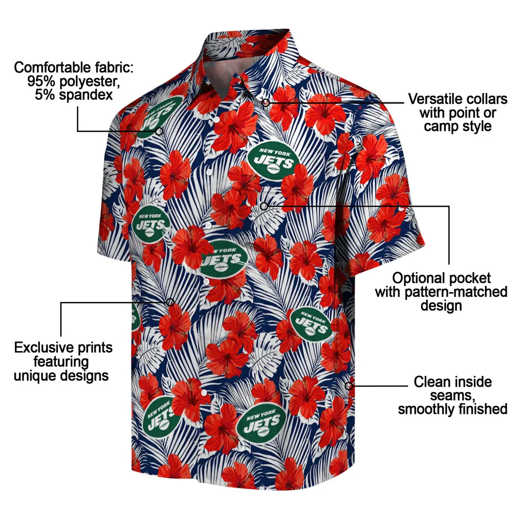 New York Jets Hawaiian Shirt - Hibiscus Fiesta | Moonbestprint