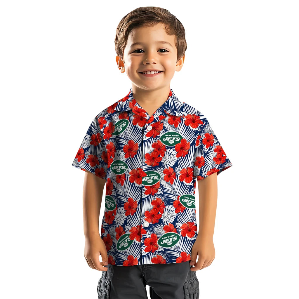 New York Jets Hawaiian Shirt - Hibiscus Fiesta | Moonbestprint