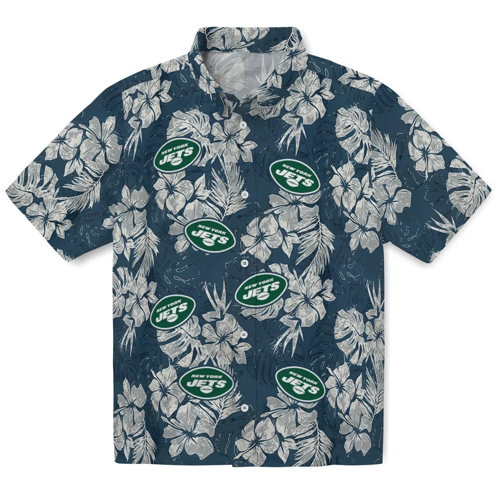 New York Jets Hawaiian Shirt - Hibiscus Flowers | Moonbestprint
