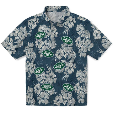 New York Jets Hawaiian Shirt - Hibiscus Flowers | Moonbestprint