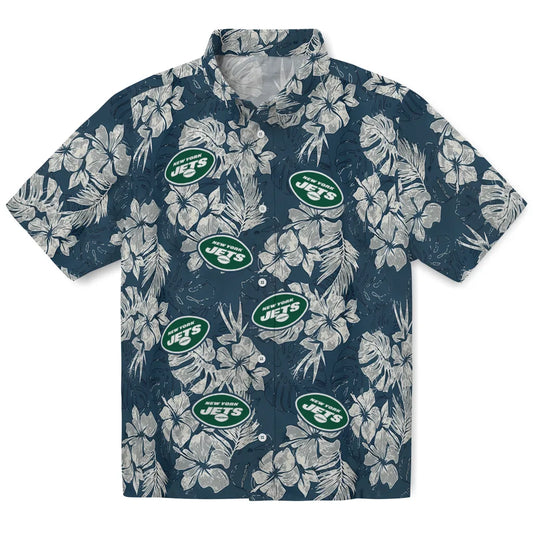 New York Jets Hawaiian Shirt - Hibiscus Flowers | Moonbestprint