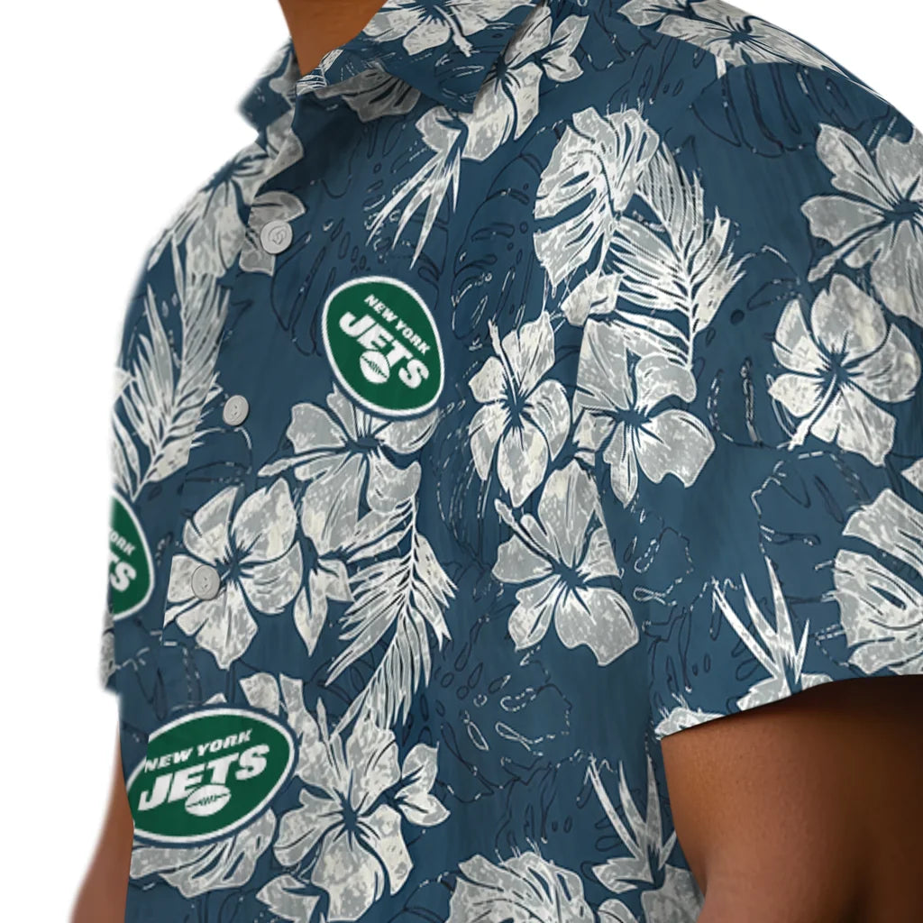 New York Jets Hawaiian Shirt - Hibiscus Flowers | Moonbestprint
