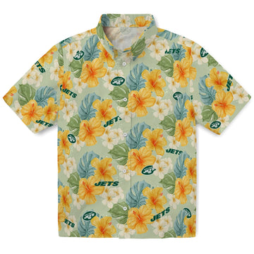 New York Jets Hawaiian Shirt - Hibiscus Mood | Moonbestprint