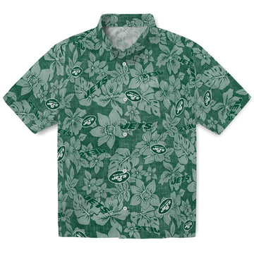 New York Jets Hawaiian Shirt - Hibiscus Oasis | Moonbestprint