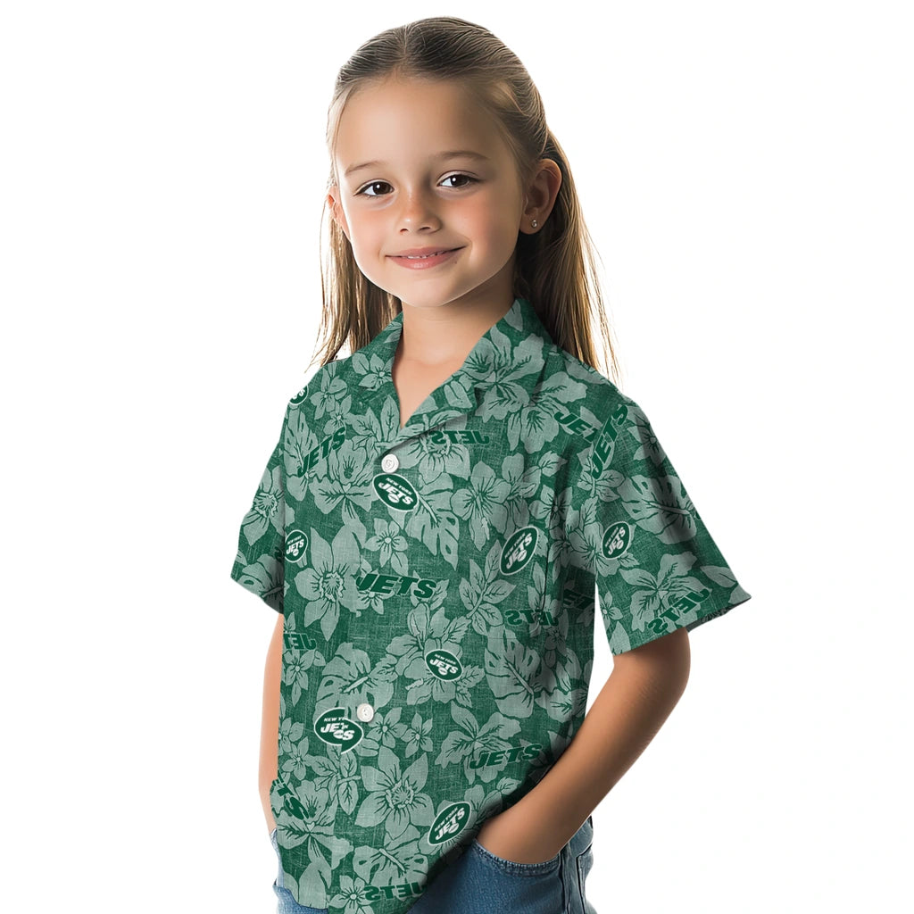 New York Jets Hawaiian Shirt - Hibiscus Oasis | Moonbestprint