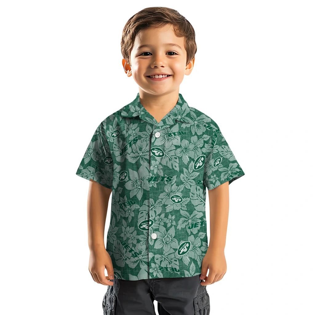 New York Jets Hawaiian Shirt - Hibiscus Oasis | Moonbestprint