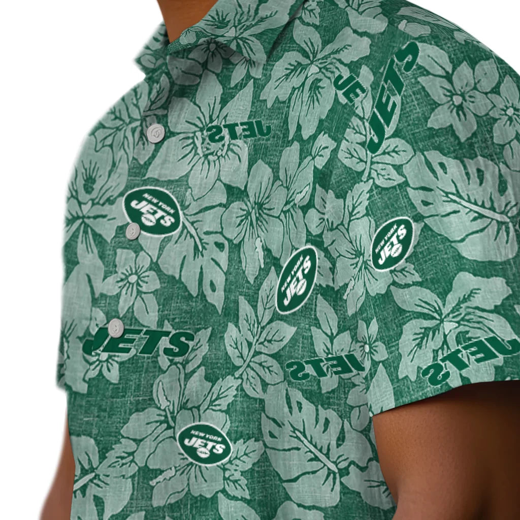 New York Jets Hawaiian Shirt - Hibiscus Oasis | Moonbestprint