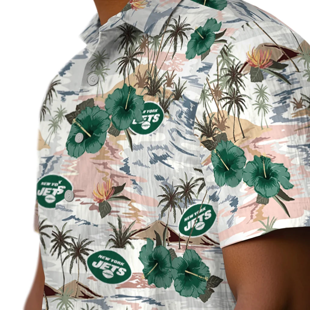 New York Jets Hawaiian Shirt - Hibiscus Seaside | Moonbestprint