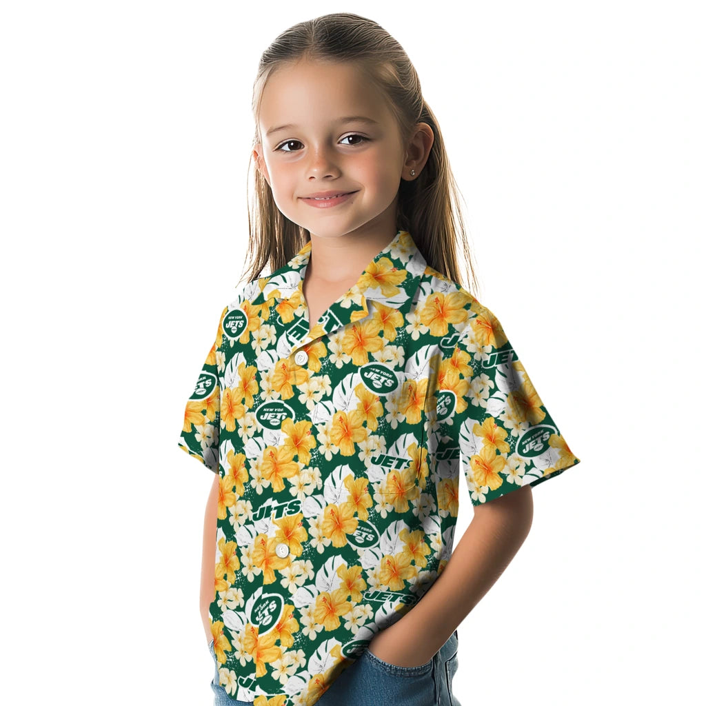 New York Jets Hawaiian Shirt - Hibiscus Tropics | Moonbestprint