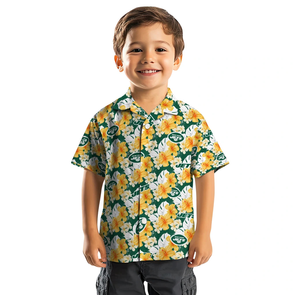 New York Jets Hawaiian Shirt - Hibiscus Tropics | Moonbestprint