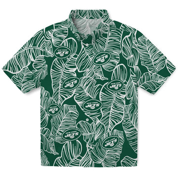 New York Jets Hawaiian Shirt - Leaf Outline | Moonbestprint