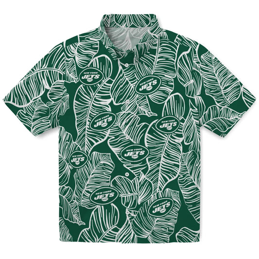 New York Jets Hawaiian Shirt - Leaf Outline | Moonbestprint
