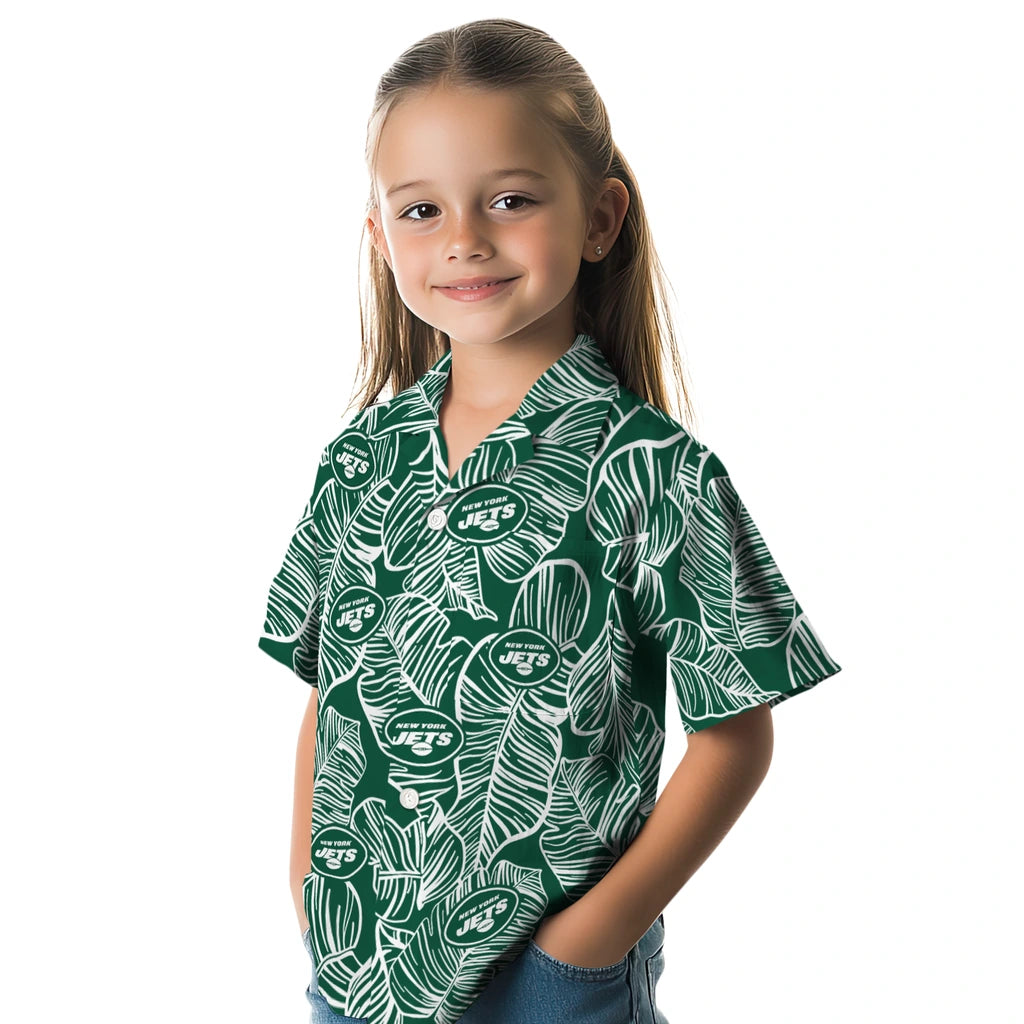 New York Jets Hawaiian Shirt - Leaf Outline | Moonbestprint