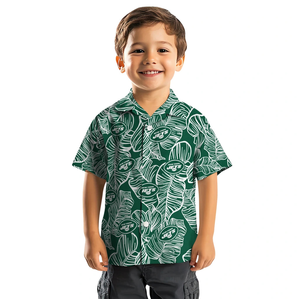 New York Jets Hawaiian Shirt - Leaf Outline | Moonbestprint