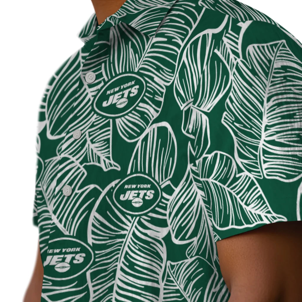 New York Jets Hawaiian Shirt - Leaf Outline | Moonbestprint