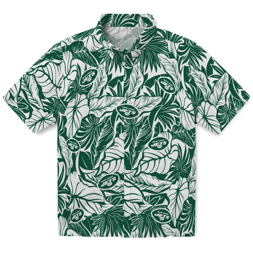 New York Jets Hawaiian Shirt - Monstera Layer | Moonbestprint