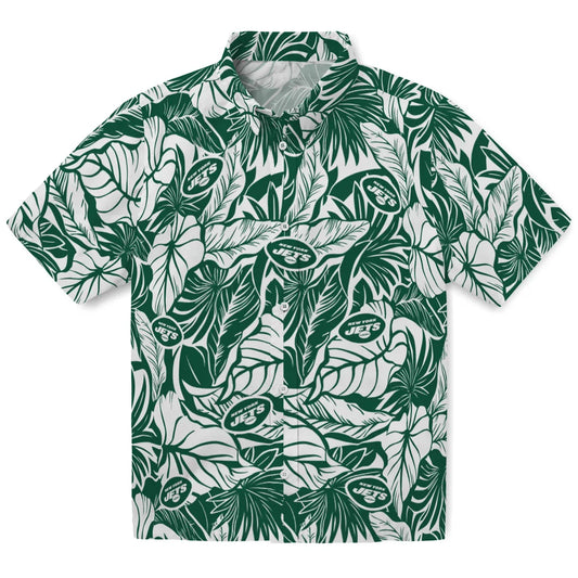New York Jets Hawaiian Shirt - Monstera Layer | Moonbestprint