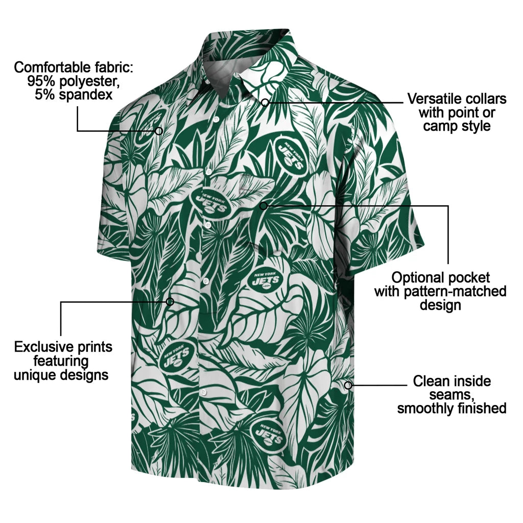 New York Jets Hawaiian Shirt - Monstera Layer | Moonbestprint