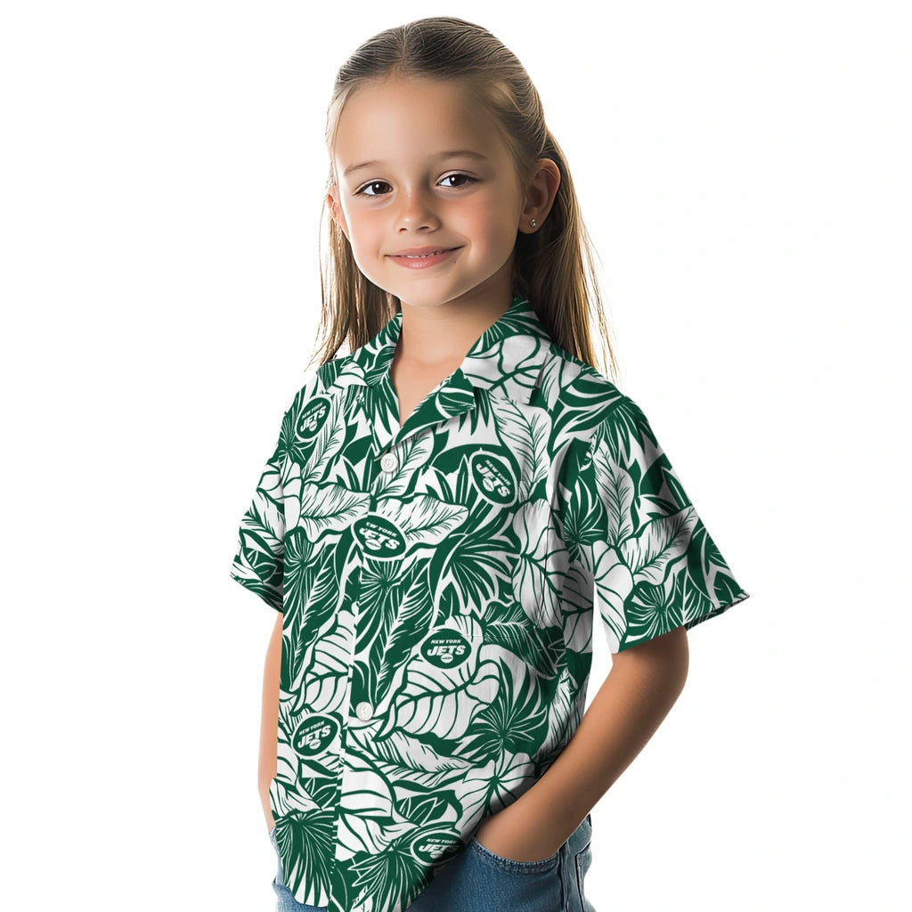 New York Jets Hawaiian Shirt - Monstera Layer | Moonbestprint