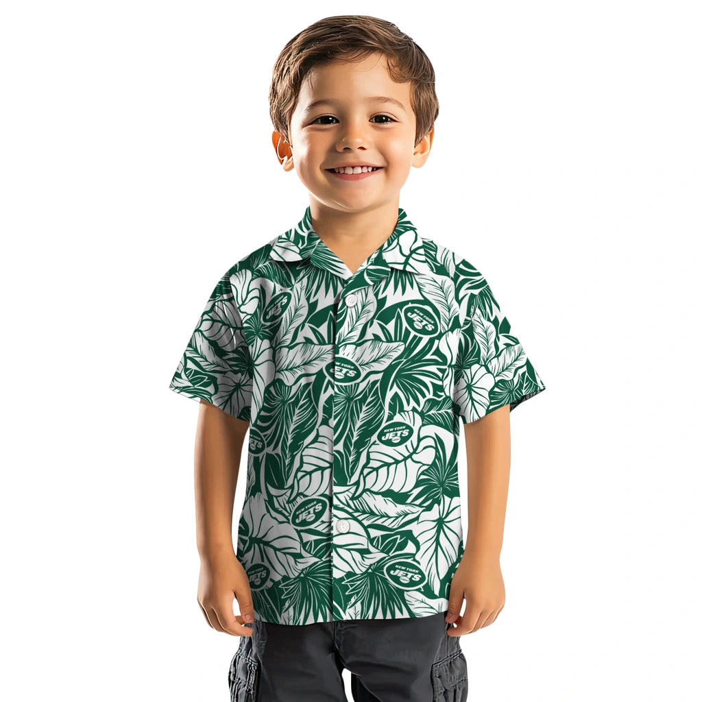New York Jets Hawaiian Shirt - Monstera Layer | Moonbestprint