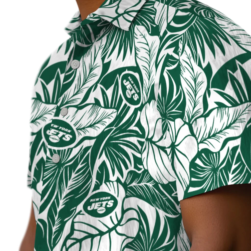 New York Jets Hawaiian Shirt - Monstera Layer | Moonbestprint