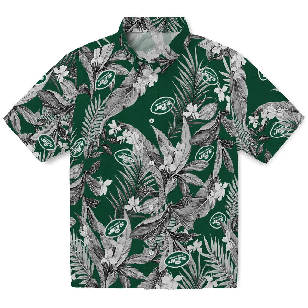 New York Jets Hawaiian Shirt - Palm Leaves | Moonbestprint