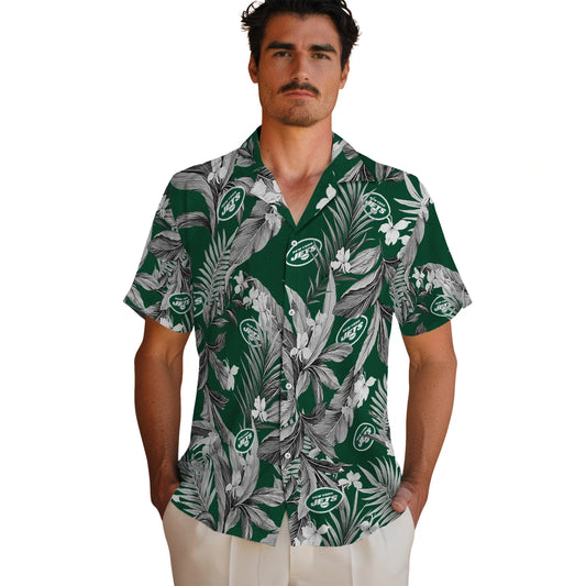 New York Jets Hawaiian Shirt - Palm Leaves | Moonbestprint