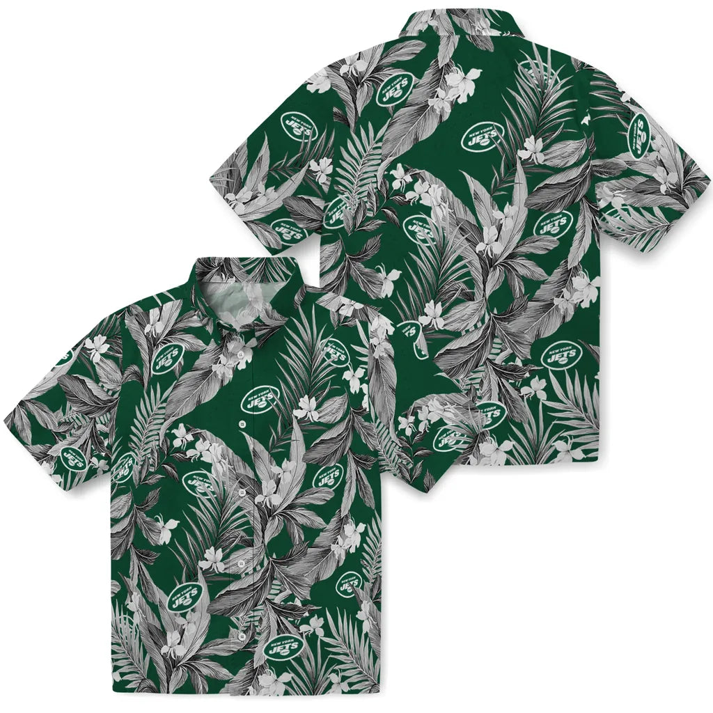 New York Jets Hawaiian Shirt - Palm Leaves | Moonbestprint