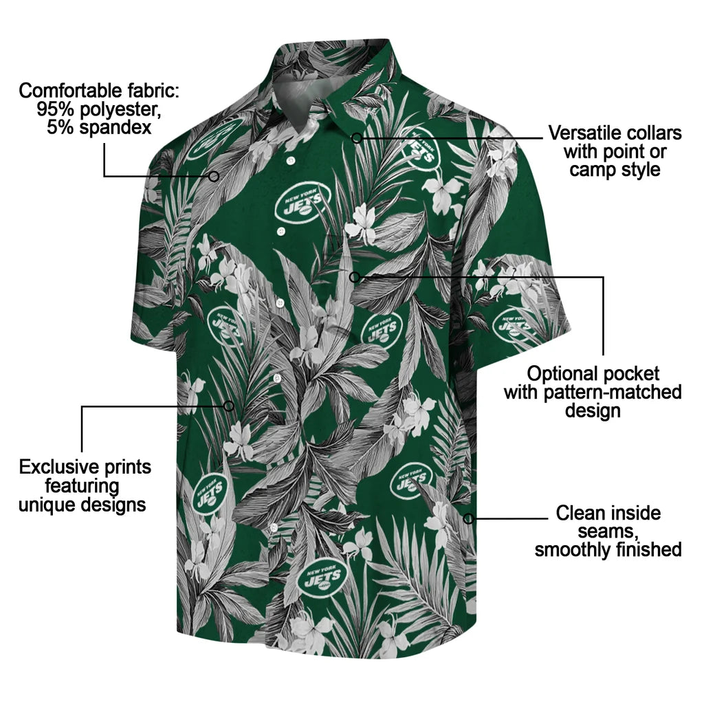 New York Jets Hawaiian Shirt - Palm Leaves | Moonbestprint