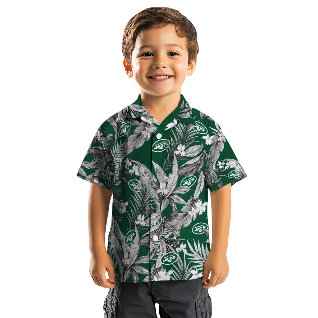 New York Jets Hawaiian Shirt - Palm Leaves | Moonbestprint