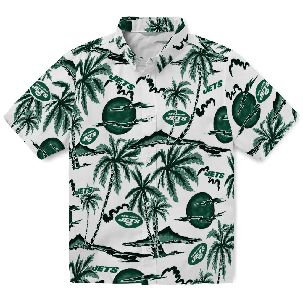 New York Jets Hawaiian Shirt - Palm Sunset | Moonbestprint