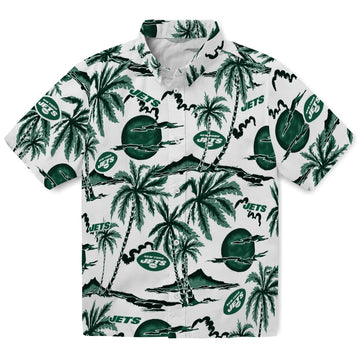 New York Jets Hawaiian Shirt - Palm Sunset | Moonbestprint