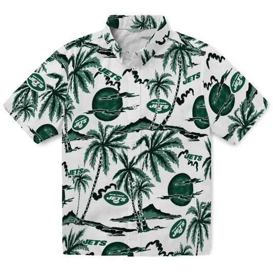 New York Jets Hawaiian Shirt - Palm Sunset | Moonbestprint