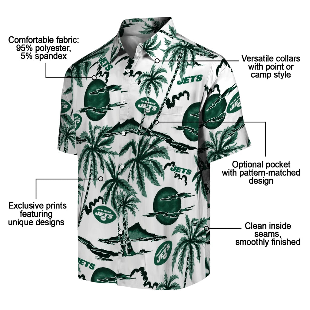 New York Jets Hawaiian Shirt - Palm Sunset | Moonbestprint