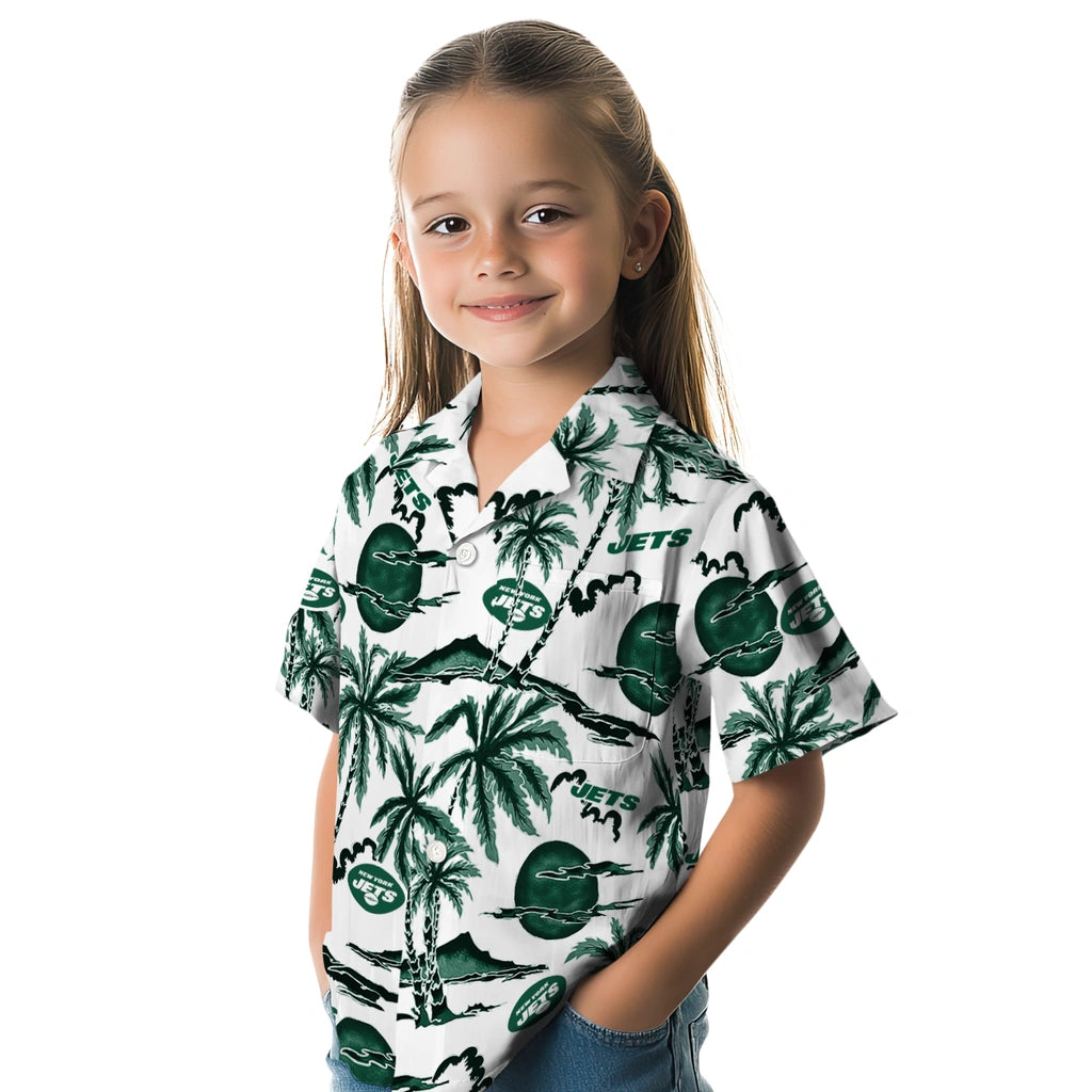 New York Jets Hawaiian Shirt - Palm Sunset | Moonbestprint