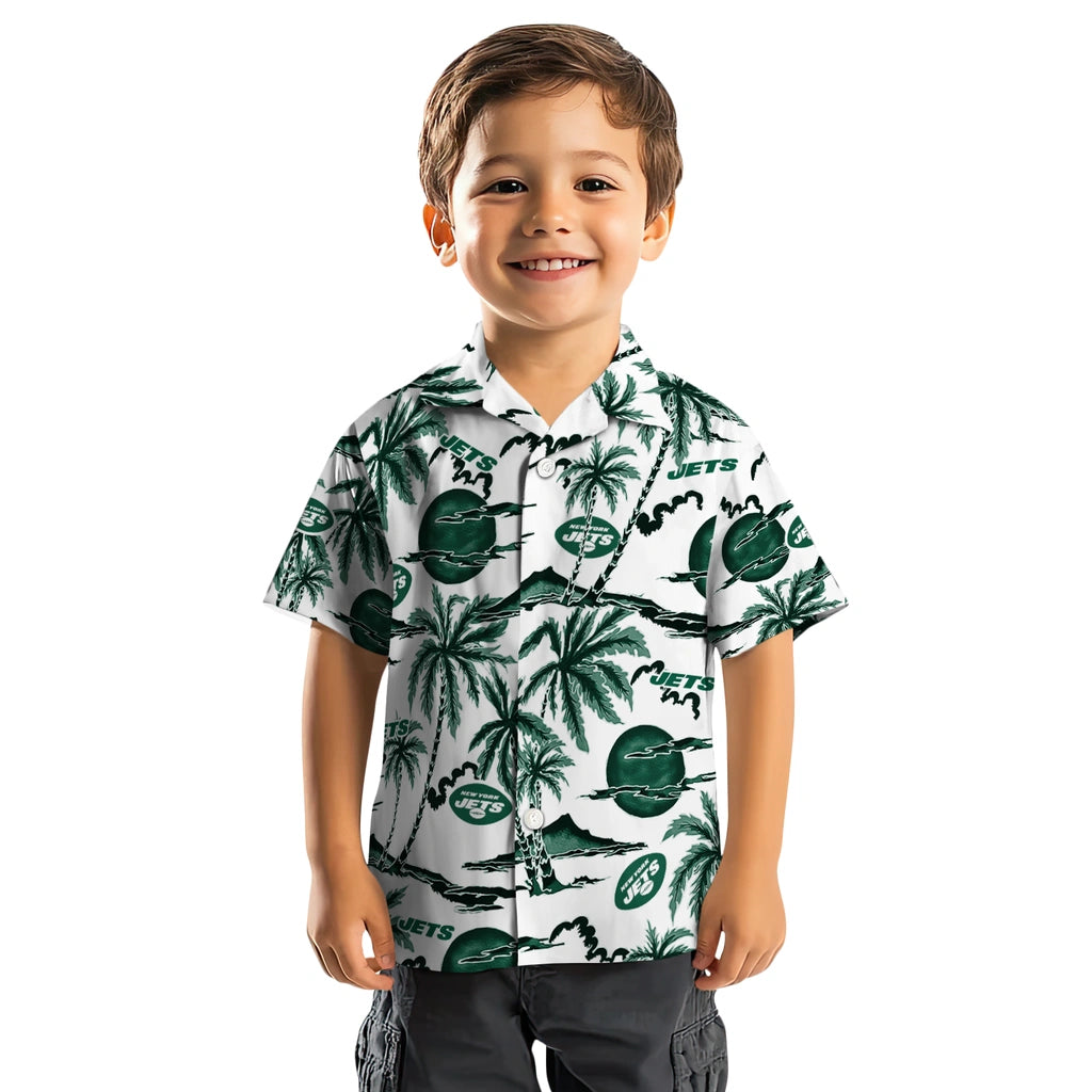 New York Jets Hawaiian Shirt - Palm Sunset | Moonbestprint